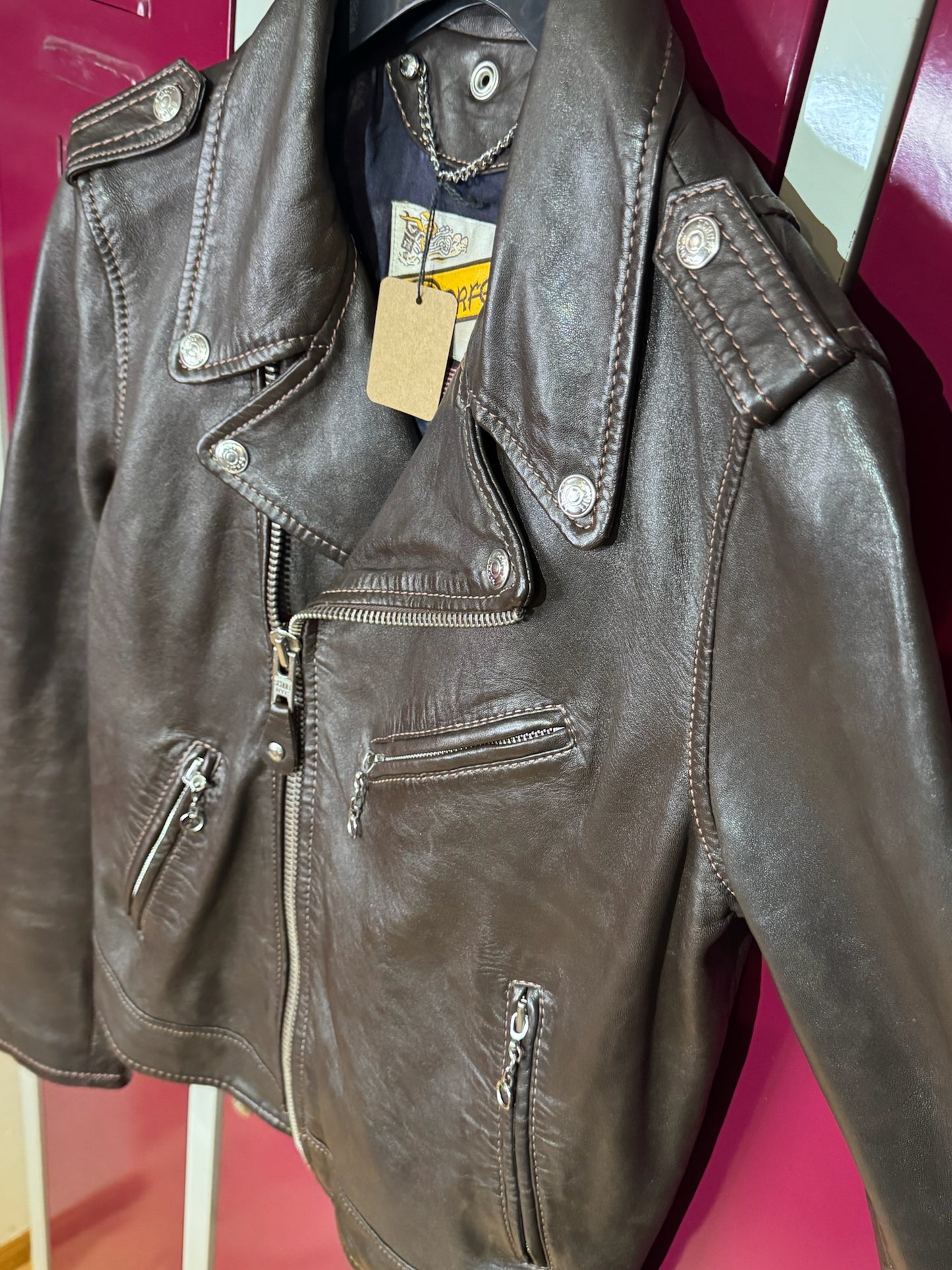 "NWT" SCHOTT N.Y.C PERFECTO LEATHER WOMAN JACKET SZ: S