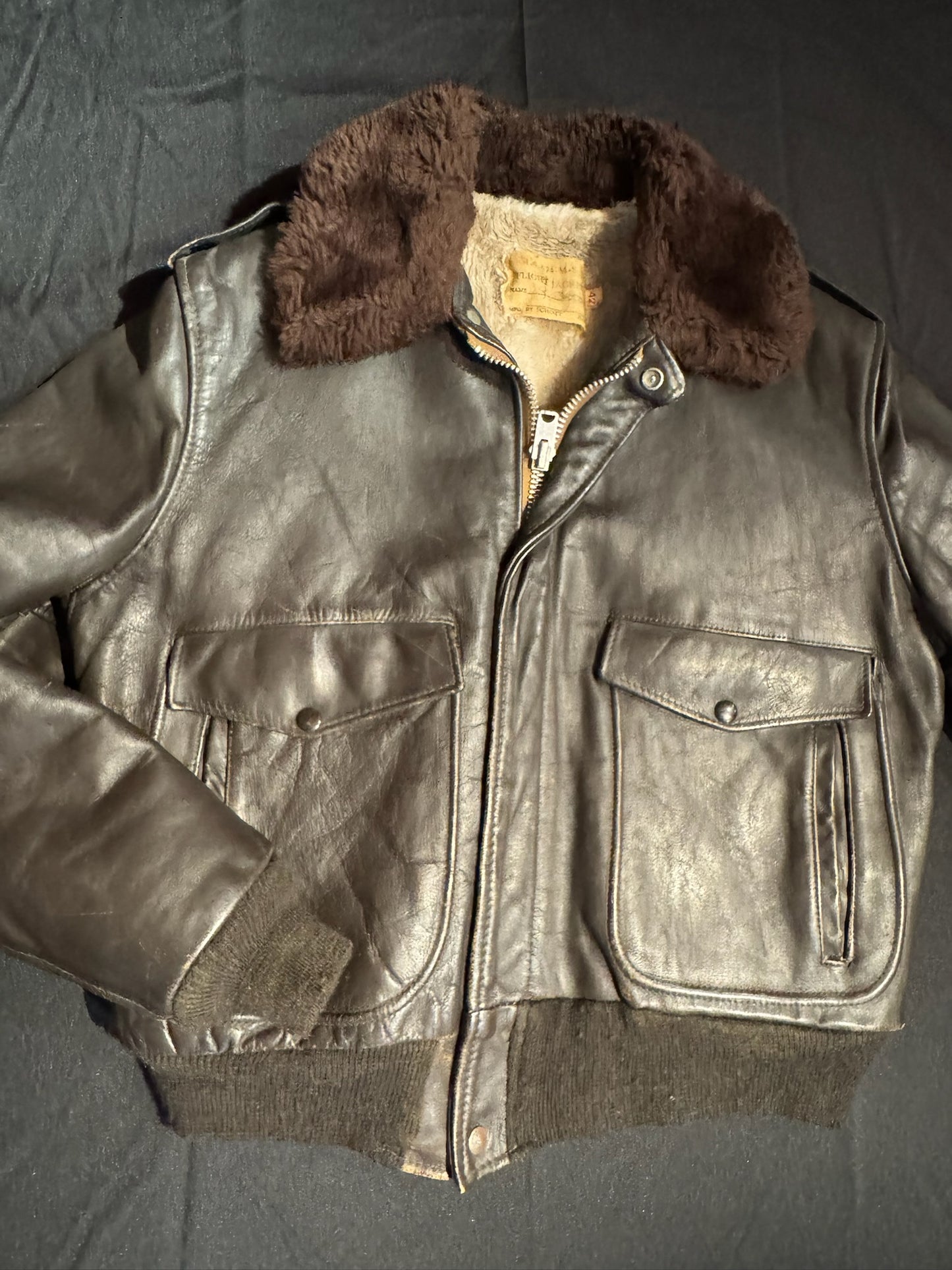 VINTAGE 70s SCHOTT N.Y.C (I-S 674 M-S) FLIGHT JACKET SZ: 42