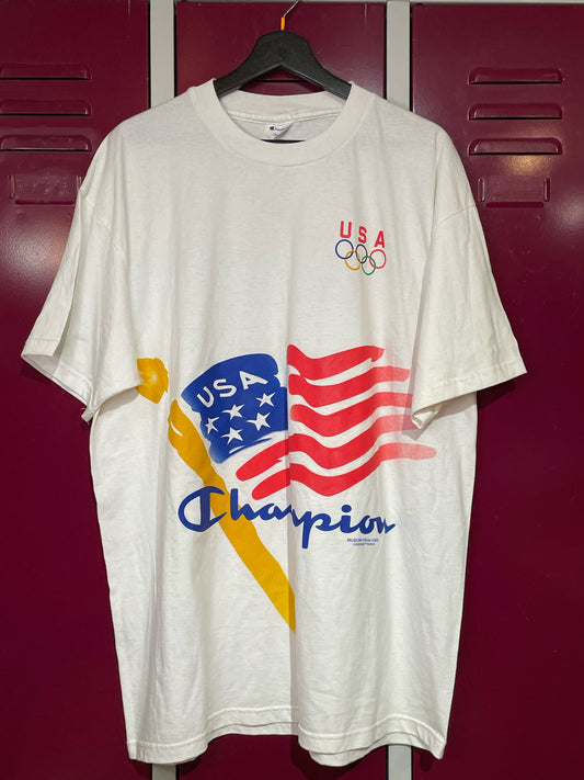 VINTAGE 90s CHAMPION OLYMPIC GAMES ATLANTA 1996 USA TEAM  T-SHIRT  SZ: XL