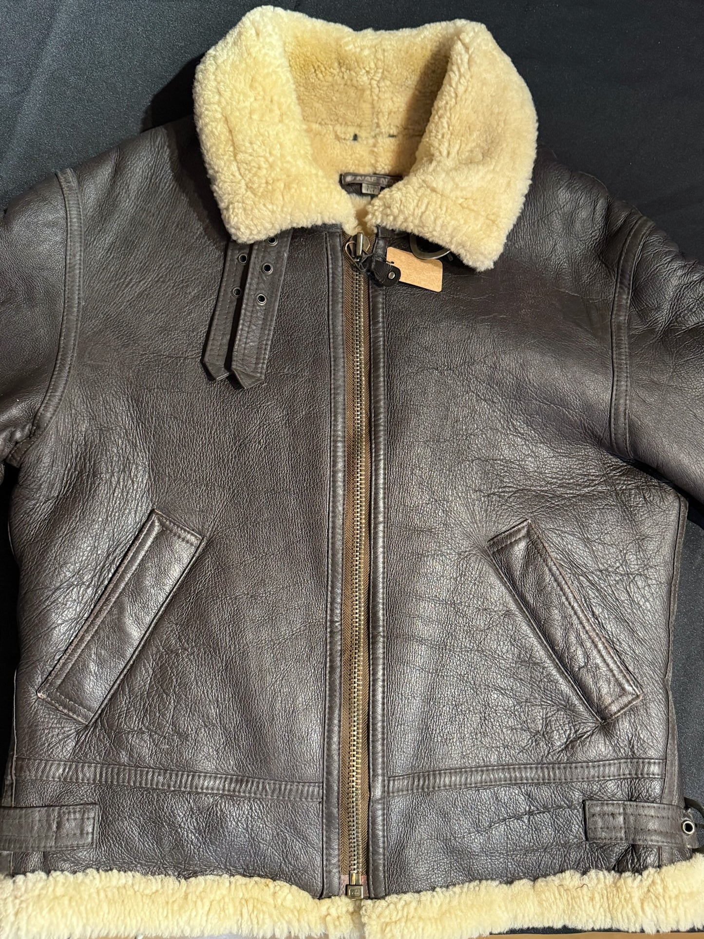 VINTAGE NAF NAF SHEARLING BOMBARDIER SHEEPSKIN JACKET  SZ: T.1 = M