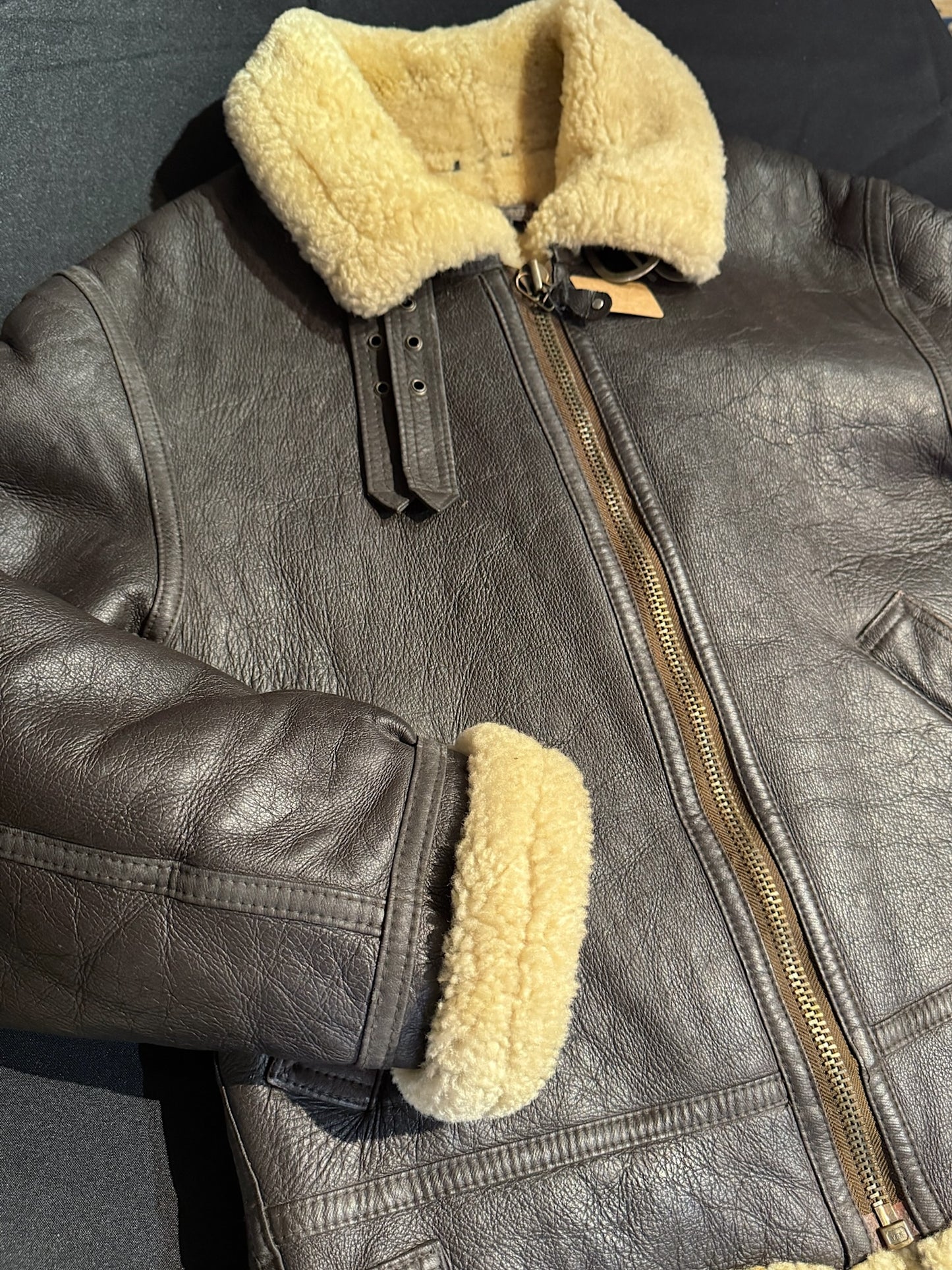 VINTAGE NAF NAF SHEARLING BOMBARDIER SHEEPSKIN JACKET  SZ: T.1 = M