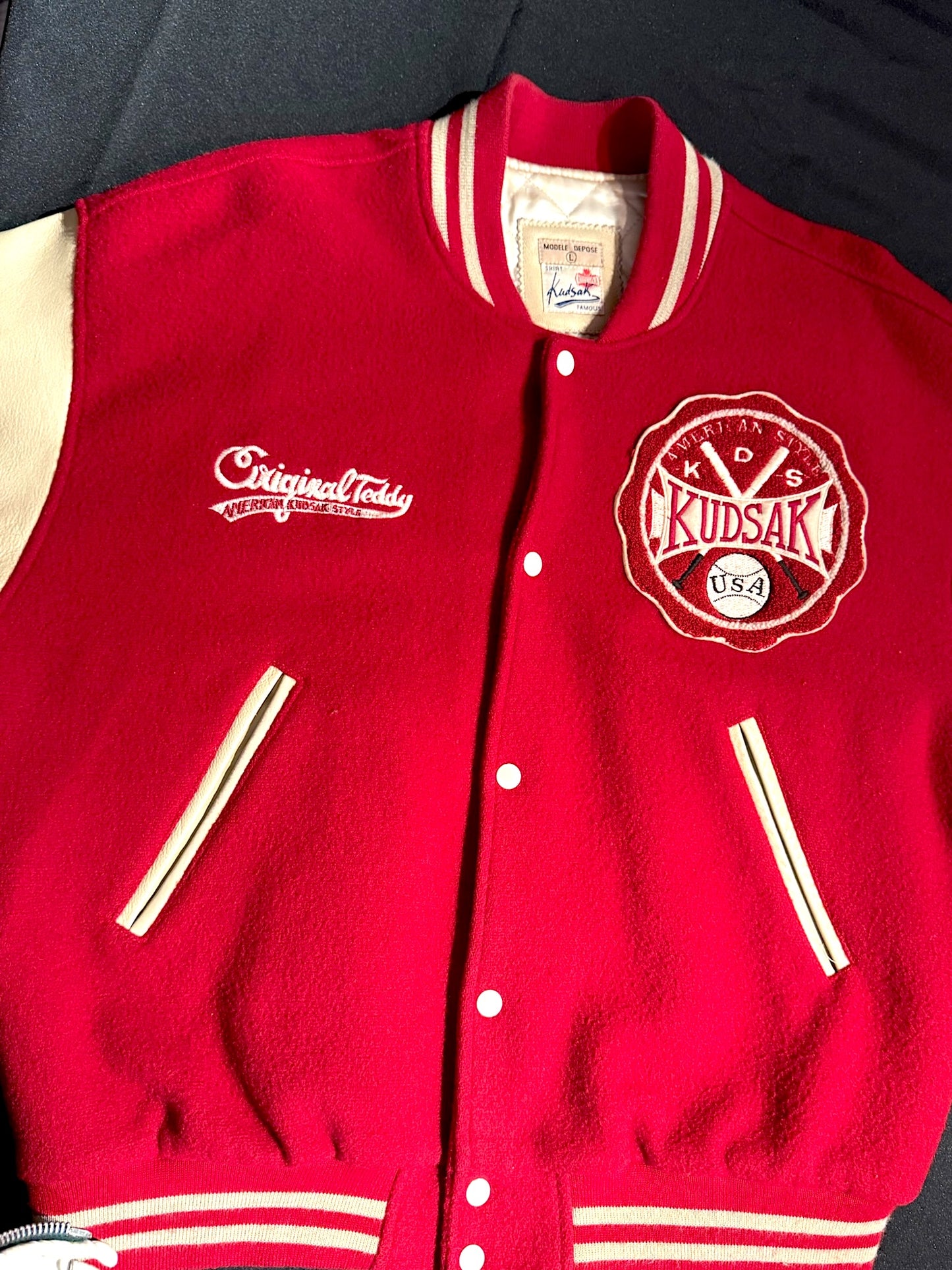 VINTAGE 90s KUDSAK VARSITY BASEBALL JACKET SZ: L