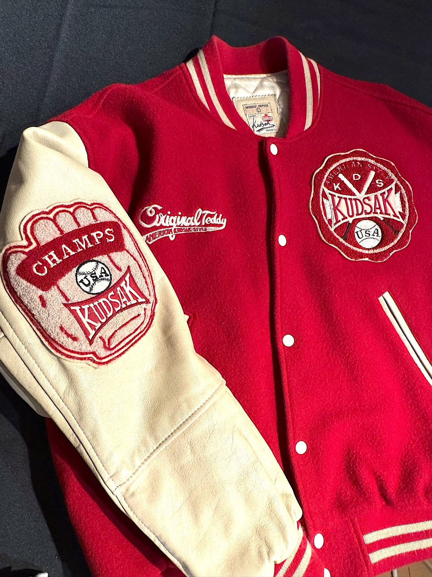 VINTAGE 90s KUDSAK VARSITY BASEBALL JACKET SZ: L