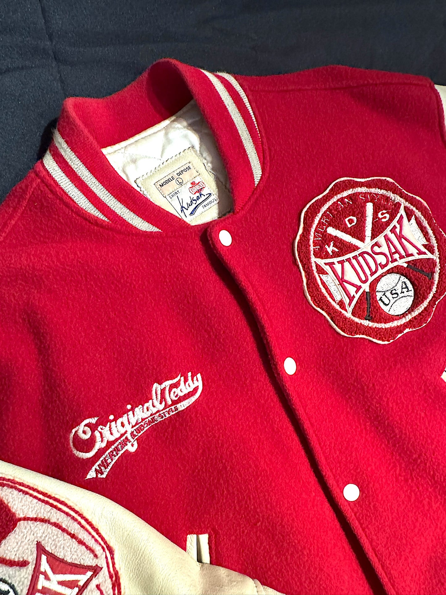 VINTAGE 90s KUDSAK VARSITY BASEBALL JACKET SZ: L