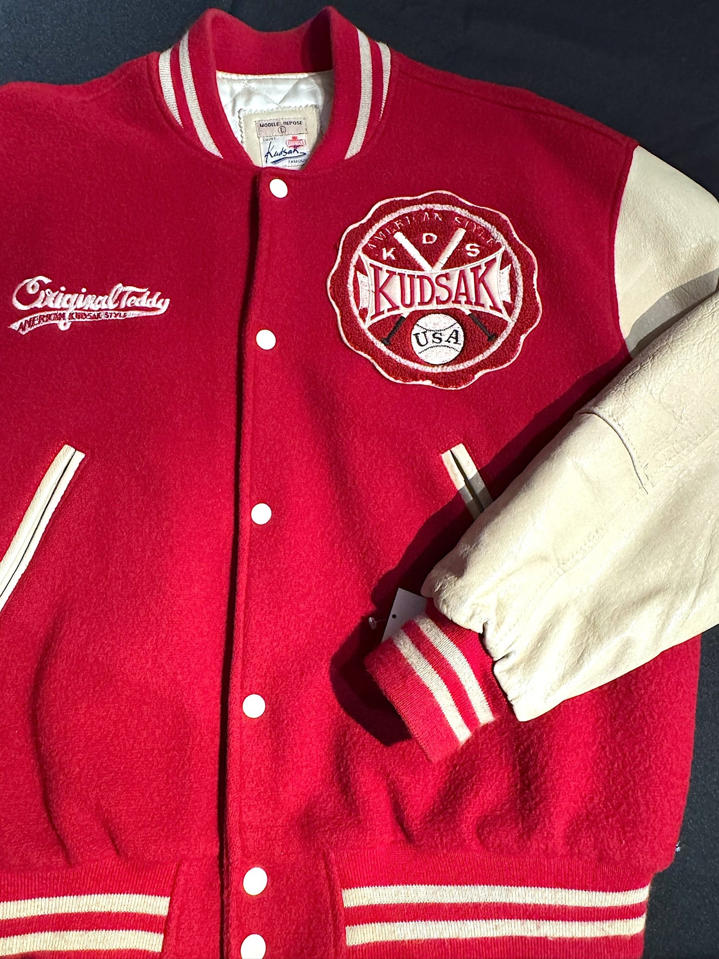 VINTAGE 90s KUDSAK VARSITY BASEBALL JACKET SZ: L