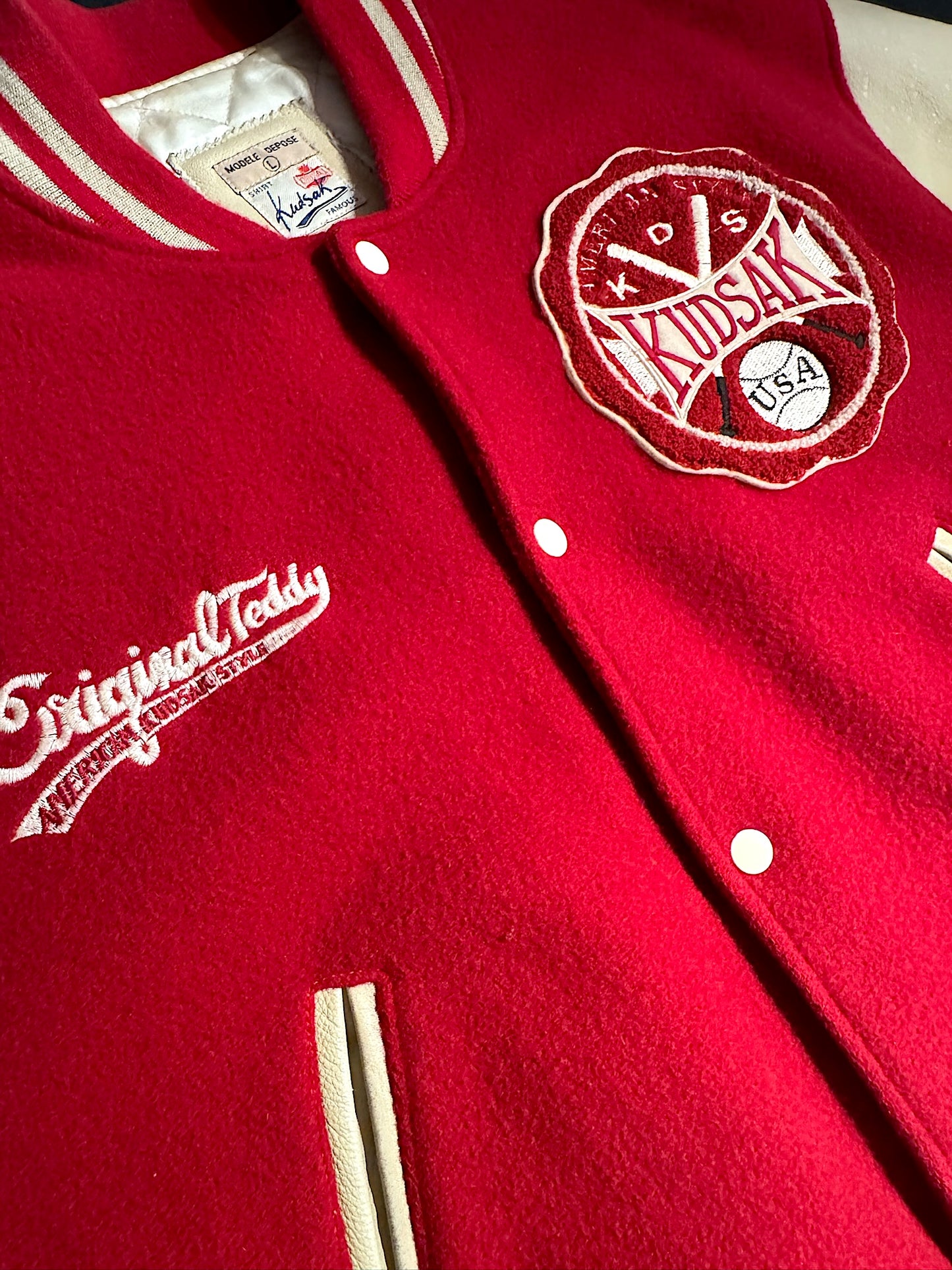 VINTAGE 90s KUDSAK VARSITY BASEBALL JACKET SZ: L