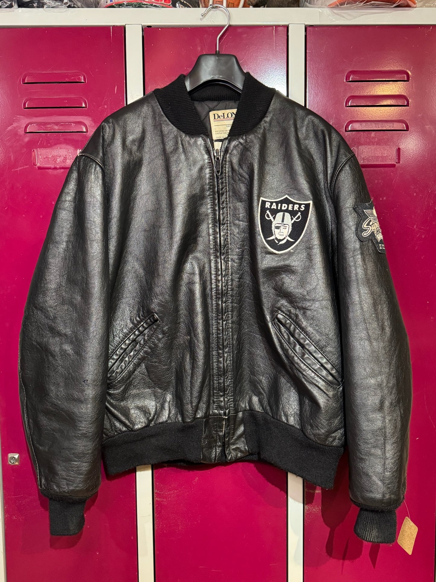 VINTAGE 90s LOS ANGELES RAIDERS DELONG VARSITY JACKET  SZ: 48