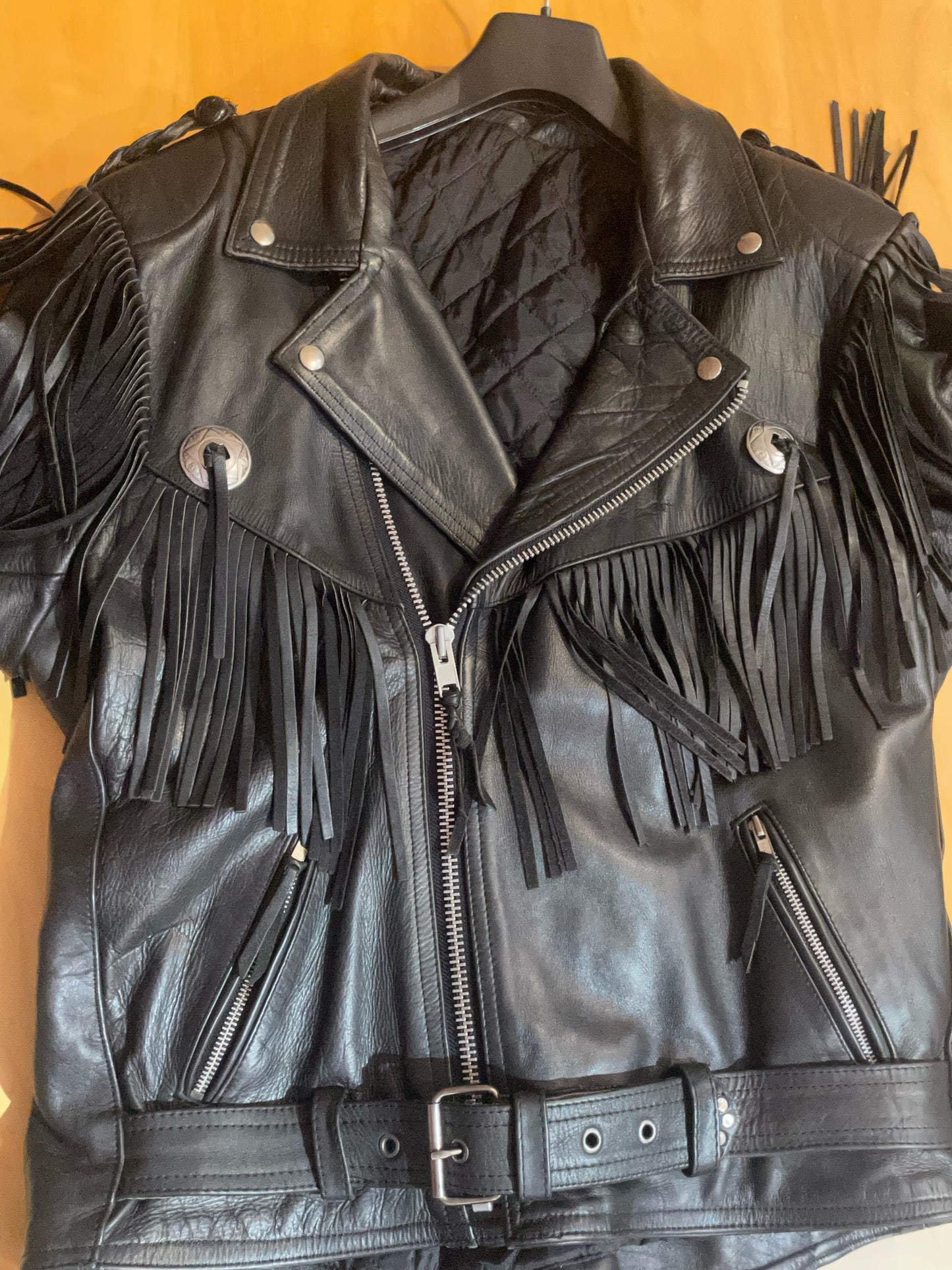 VINTAGE 90s HARLEY DAVIDSON "HERITAGE SOFTAIL" FRINGE LEATHER JACKET  SZ: XL