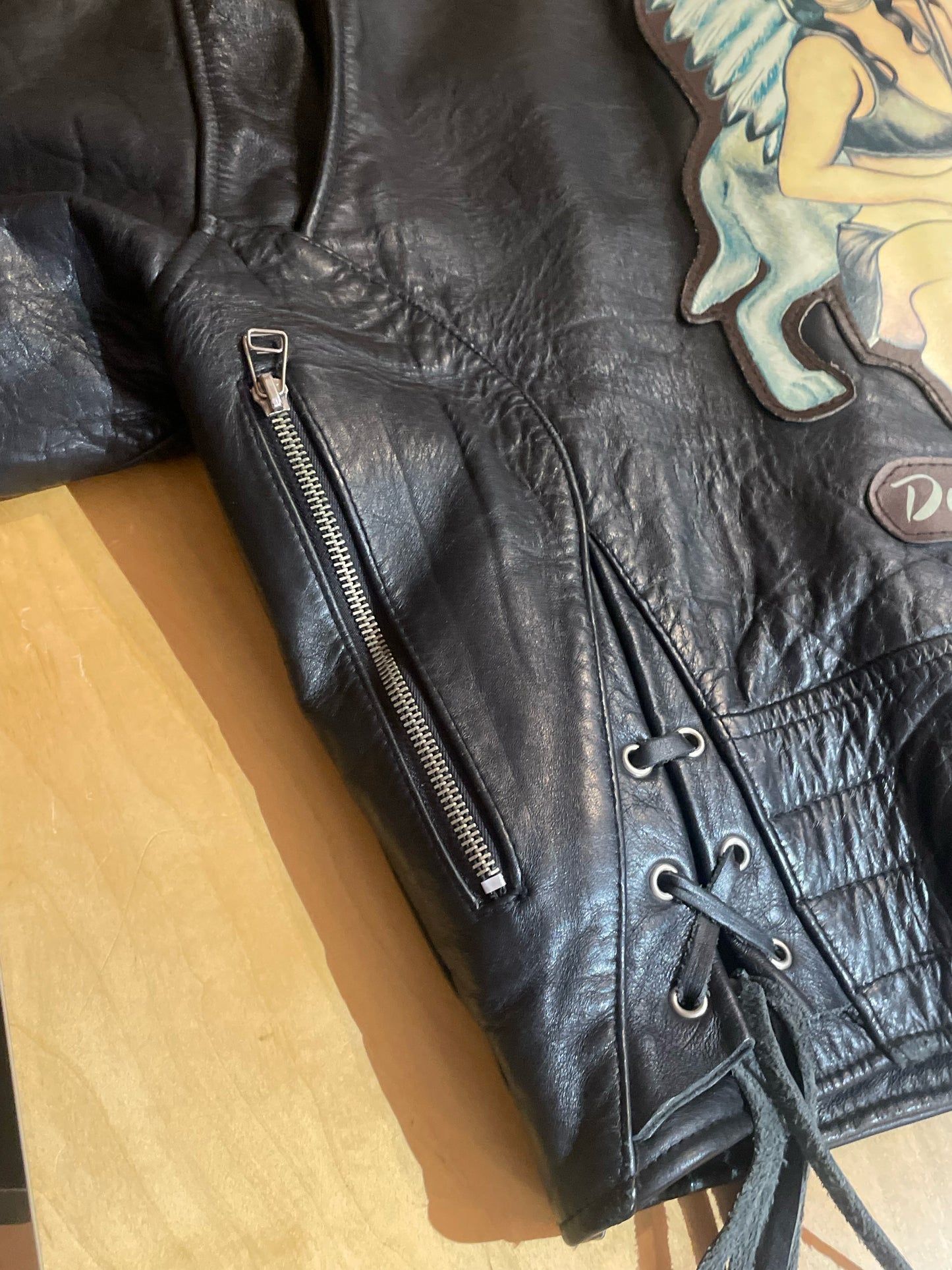 VINTAGE AVIREX "HOWLING WOLF" BIKER LEATHER JACKET  SZ: XXL