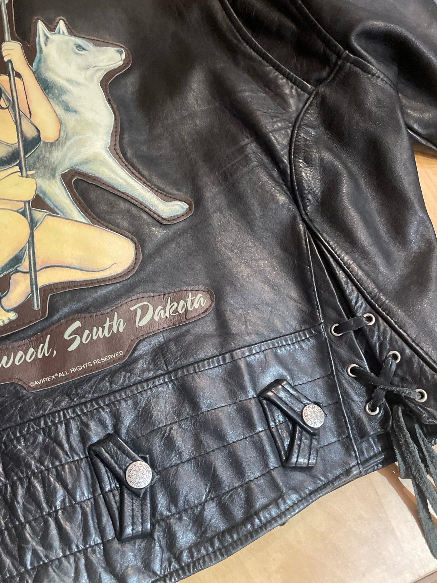 VINTAGE AVIREX "HOWLING WOLF" BIKER LEATHER JACKET  SZ: XXL