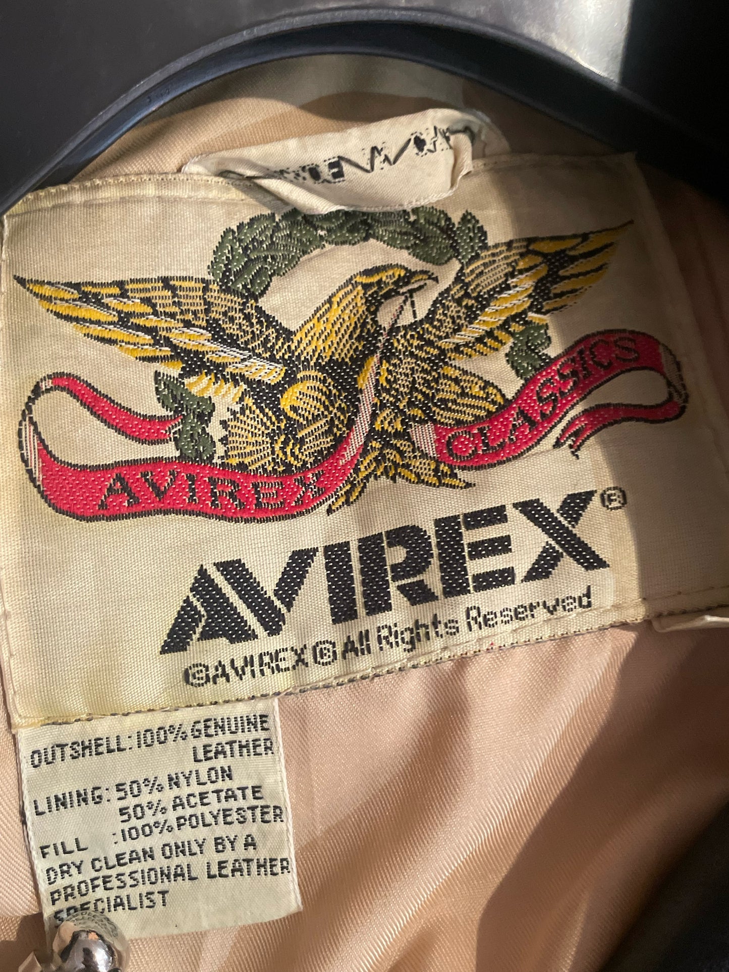 VINTAGE AVIREX "HOWLING WOLF" BIKER LEATHER JACKET  SZ: XXL