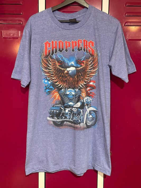 VINTAGE 90s 3D EMBLEM CHOPPERS BIKER T-SHIRT  SZ: L