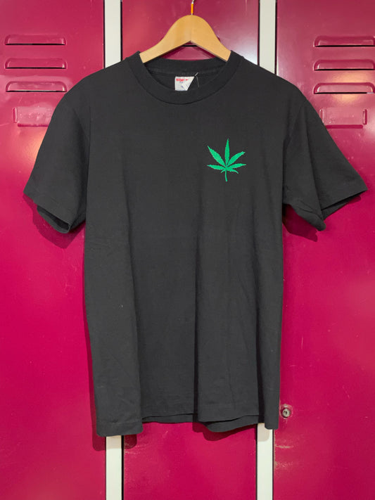VINTAGE 90s CANNABIS LEAVE "A FRIEND WITH WEED IS A FRIEND INDEED!" T-SHIRT  SZ: M