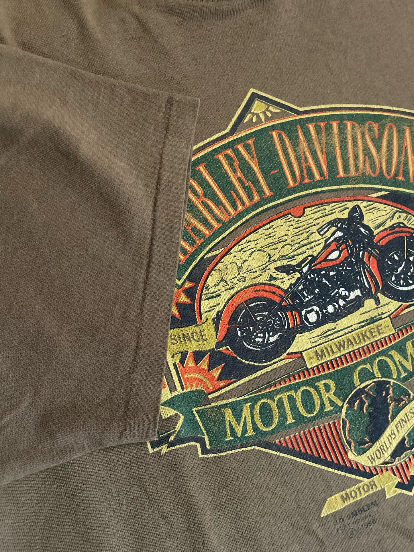 VINTAGE 1990 3D EMBLEM HARLEY DAVIDSON "MOTOR COMPANY" MOTORCYCLES T-SHIRT  SZ: L