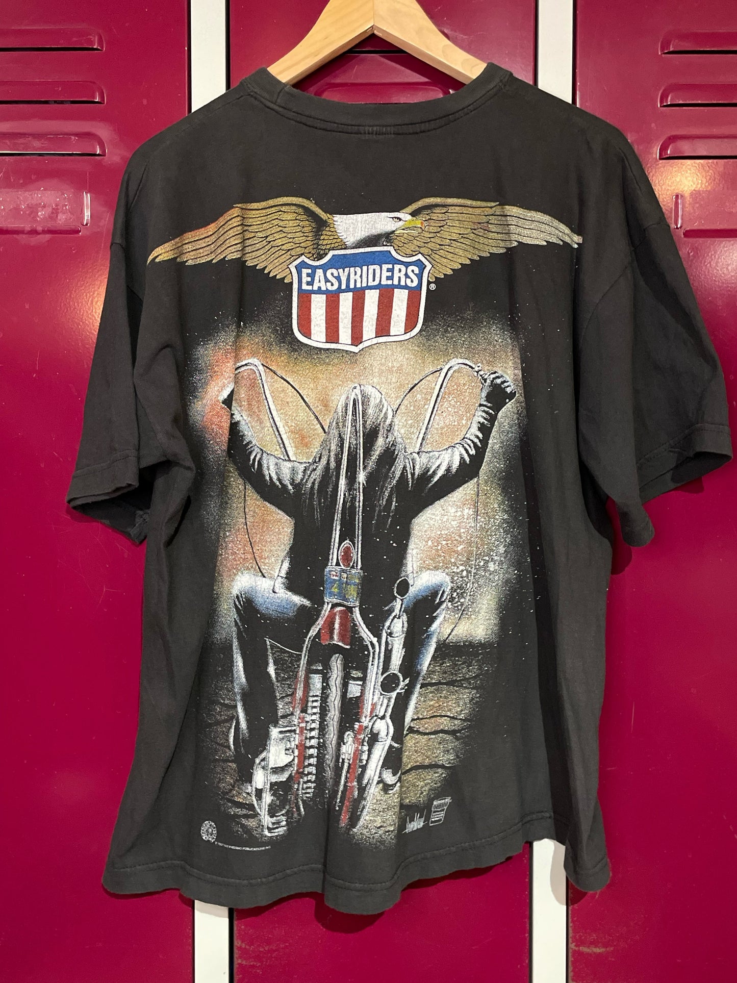 VINTAGE 1999 EASYRIDERS DOUBLE BIG PRINT MOTORCYCLES T-SHIRT  SZ: L/XL