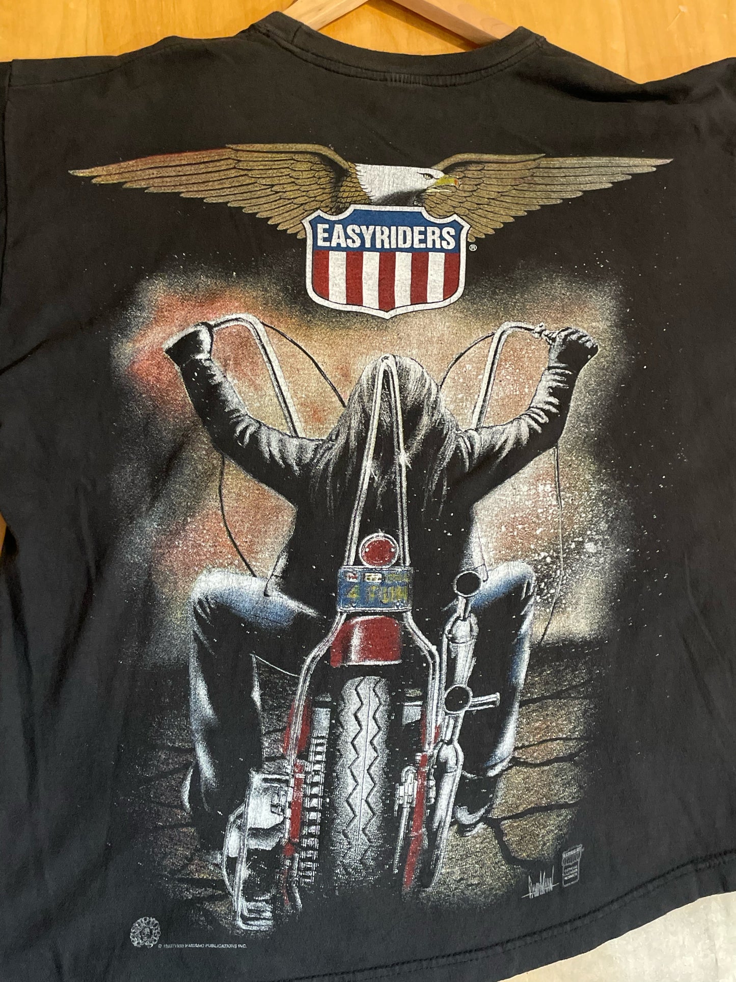 VINTAGE 1999 EASYRIDERS DOUBLE BIG PRINT MOTORCYCLES T-SHIRT  SZ: L/XL