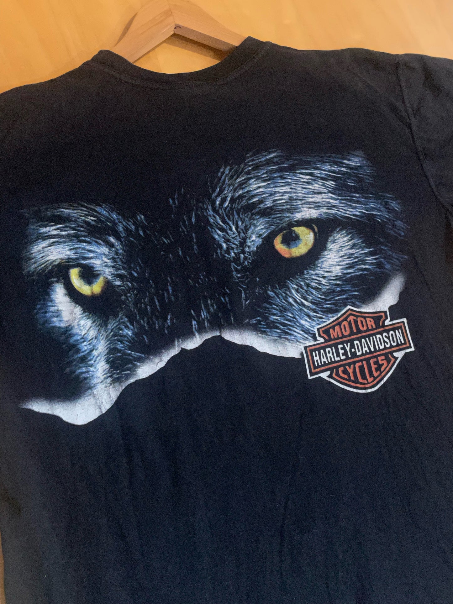 VINTAGE 90s HARLEY DAVIDSON "WOLF EYES" MOTORCYCLES T-SHIRT  SZ: L