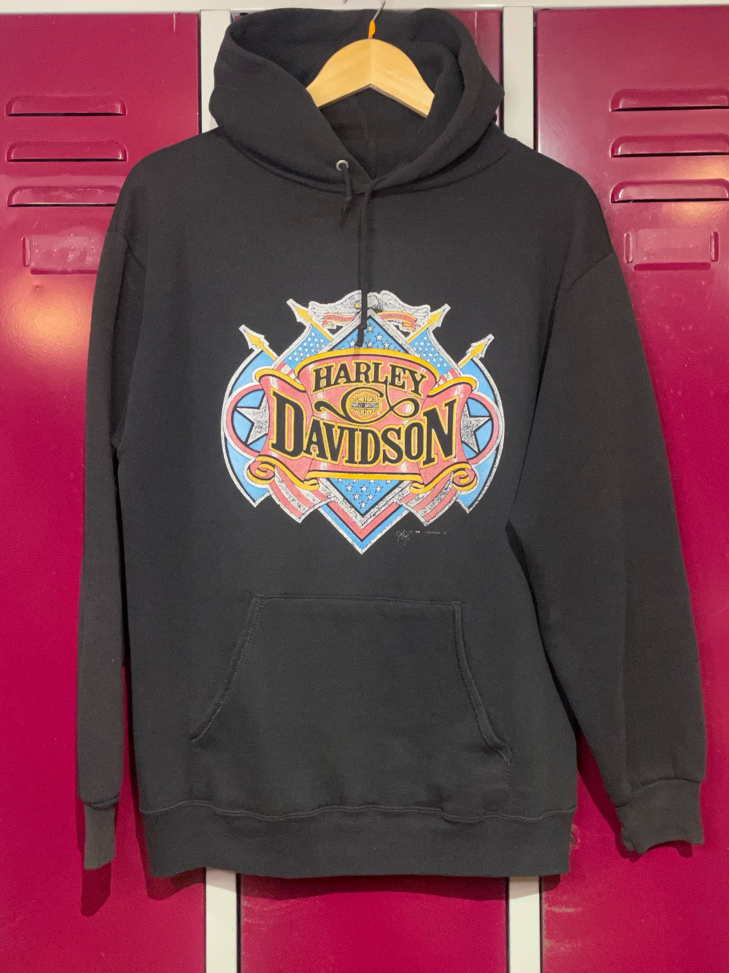 VINTAGE 90s HARLEY DAVIDSON MOTORCYCLE HOODIE  SZ: L