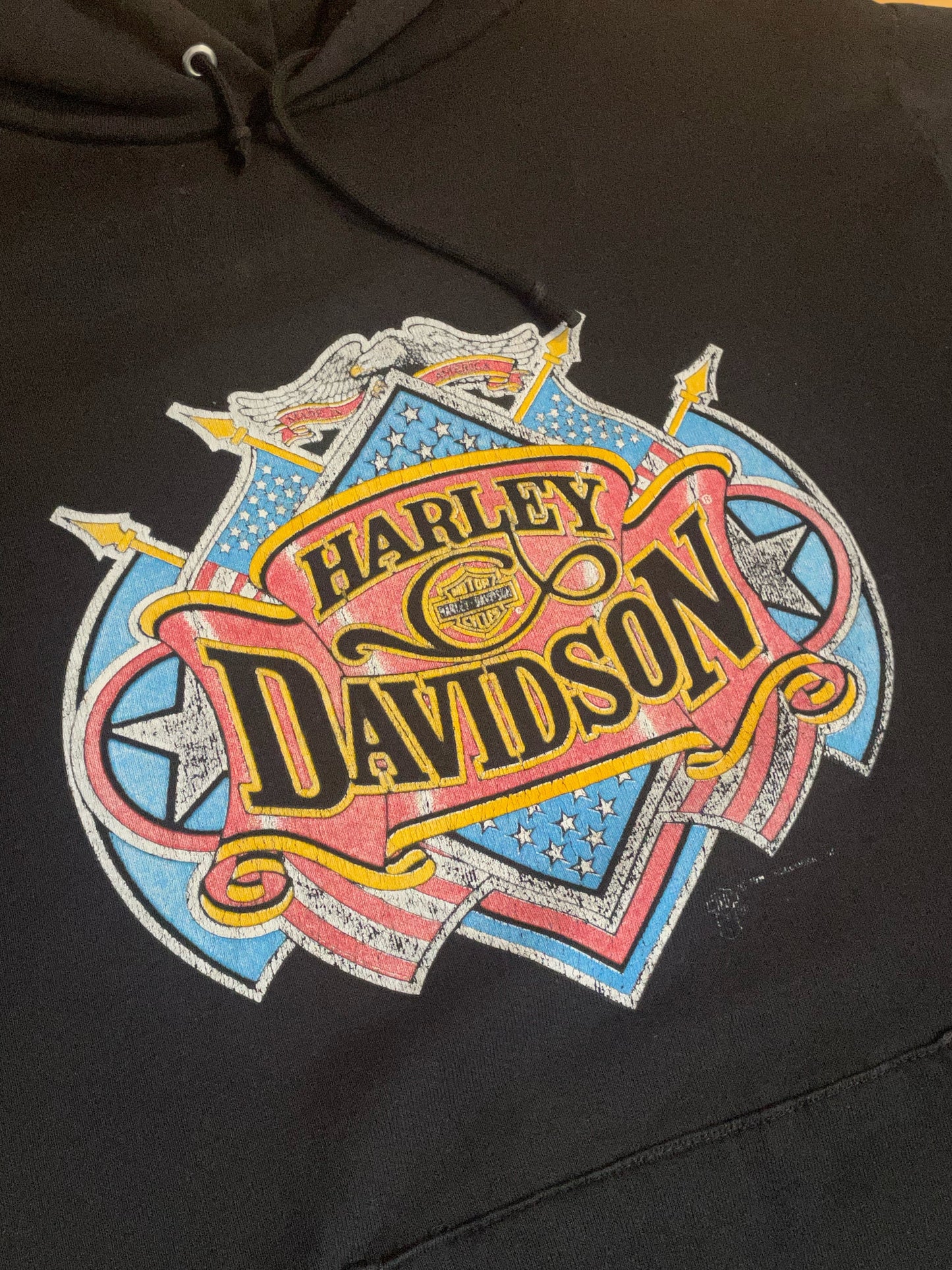 VINTAGE 90s HARLEY DAVIDSON MOTORCYCLE HOODIE  SZ: L