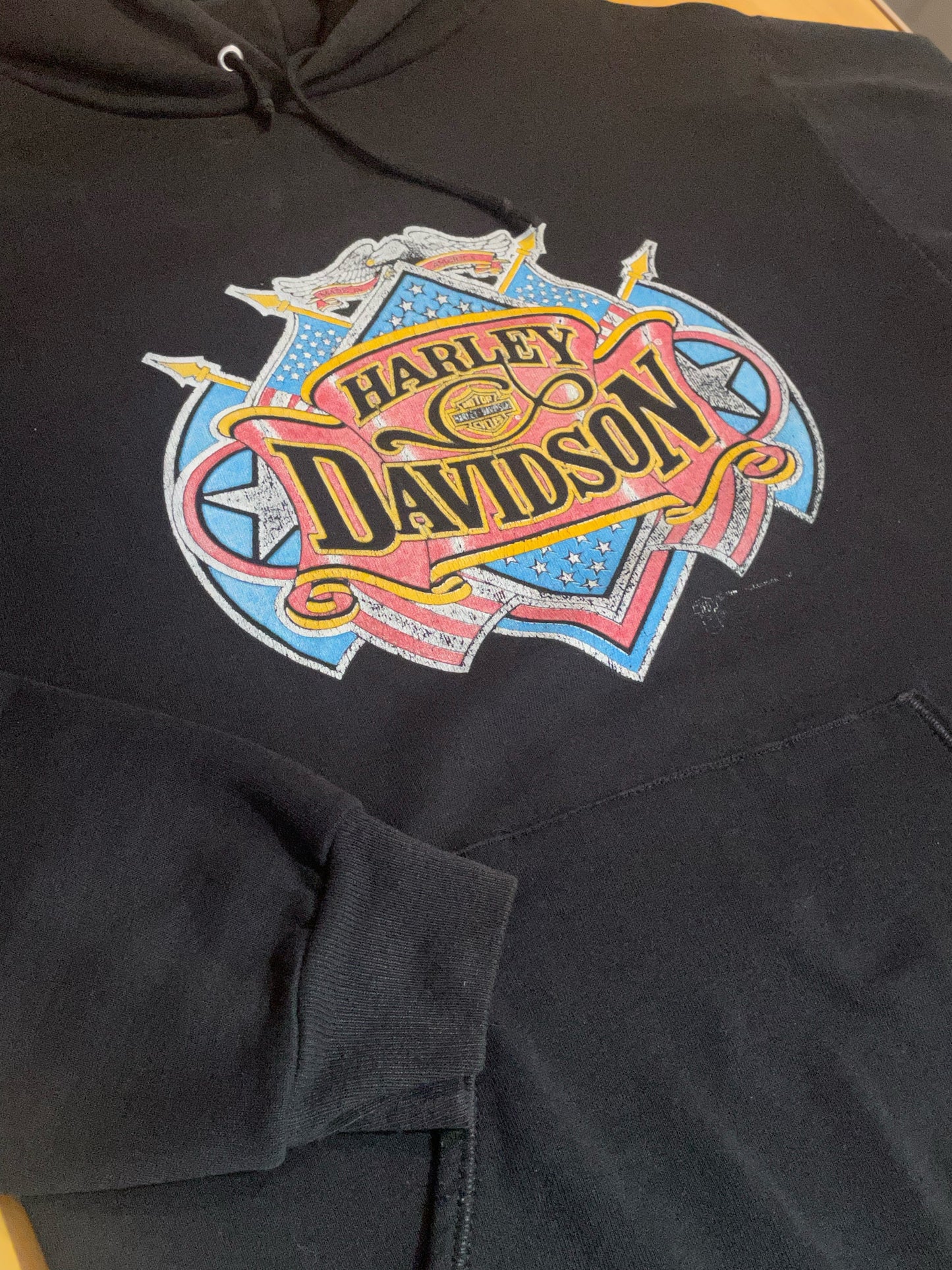 VINTAGE 90s HARLEY DAVIDSON MOTORCYCLE HOODIE  SZ: L