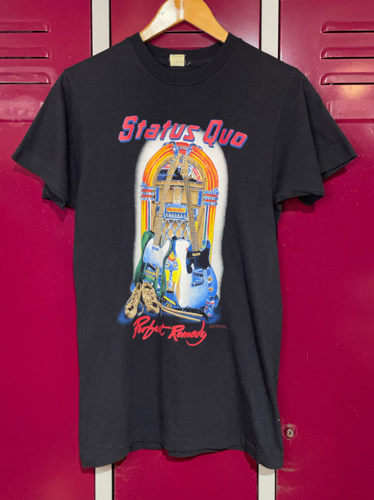 VINTAGE 1989 STATUS QUO "PROJECT REMEDY TOUR" MUSIC BAND T-SHIRT  SZ: M