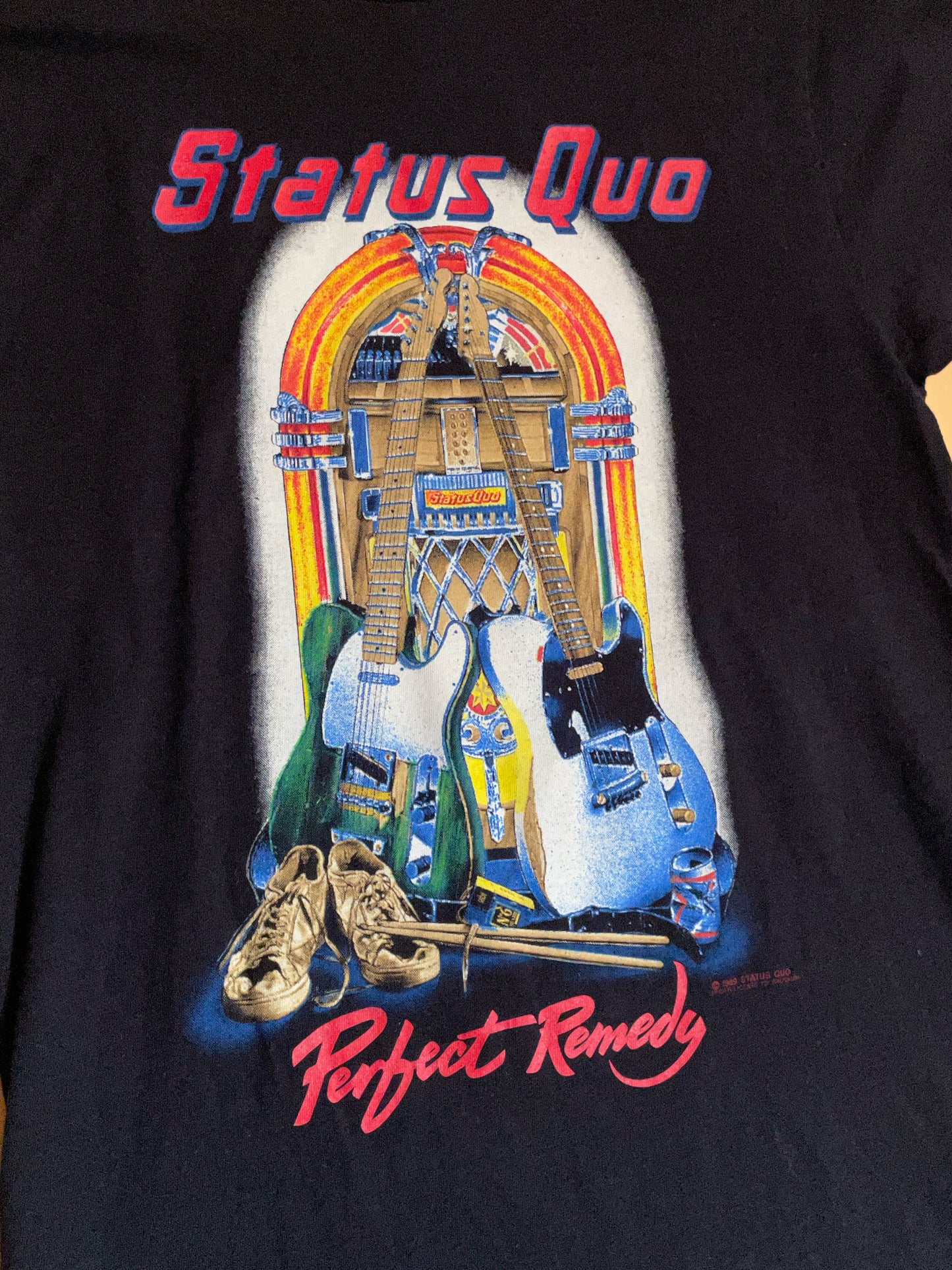 VINTAGE 1989 STATUS QUO "PROJECT REMEDY TOUR" MUSIC BAND T-SHIRT  SZ: M