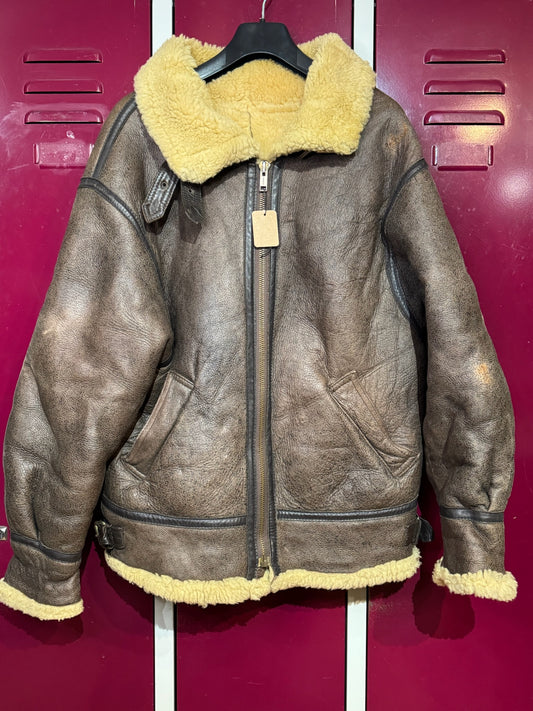 VINTAGE 80s BUTTERFLY STYL PARIS BOMBARDIER SHEARLING JACKET  SZ: S/M