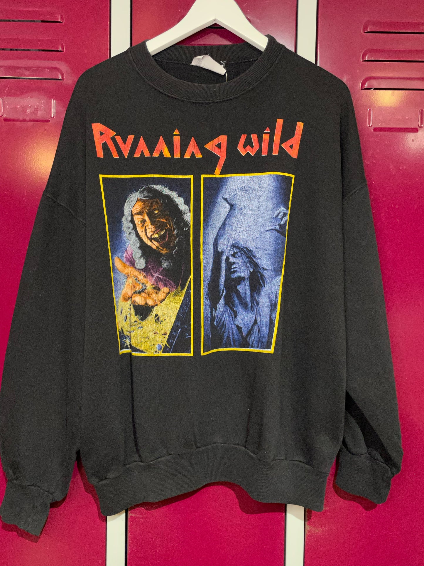 VINTAGE 1990 RUNNING WILD "EUROPEAN TOUR '90" CREWNECK SWEATSHIRT SZ: XL