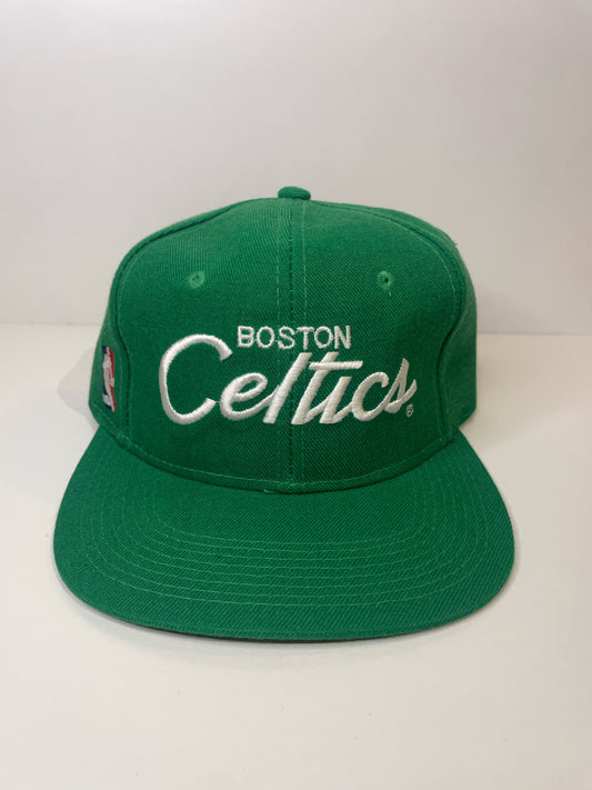 "DS" VINTAGE 90s BOSTON CELTICS SPORTS SPECIALTIES SCRIPT SNAPBACK HAT