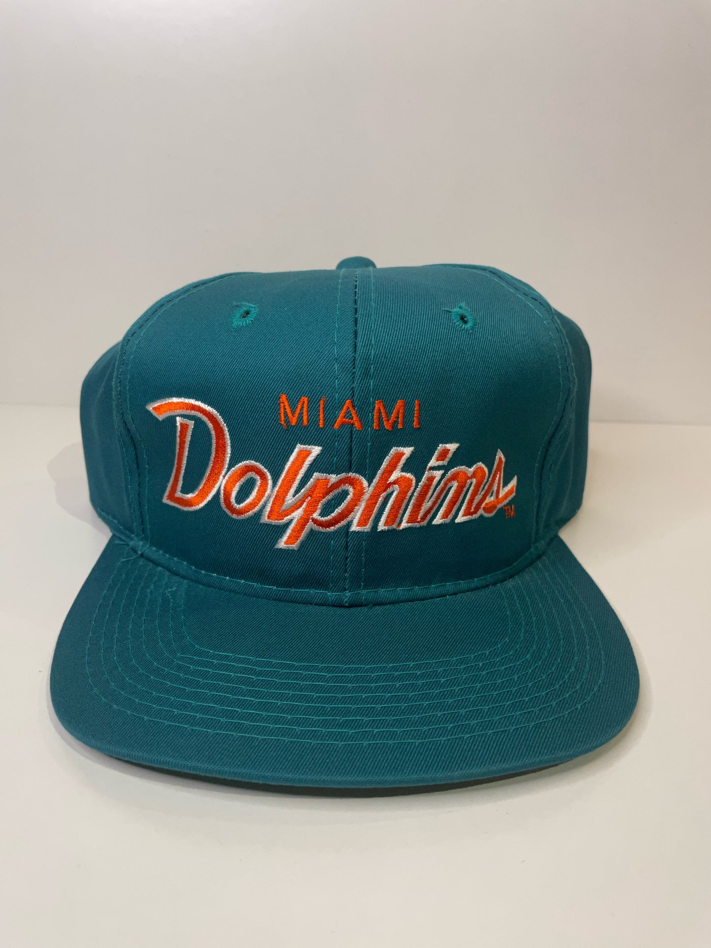 "DS" VINTAGE 90s MIAMI DOLPHINS SPORTS SPECIALTIES SCRIPT SNAPBACK HAT