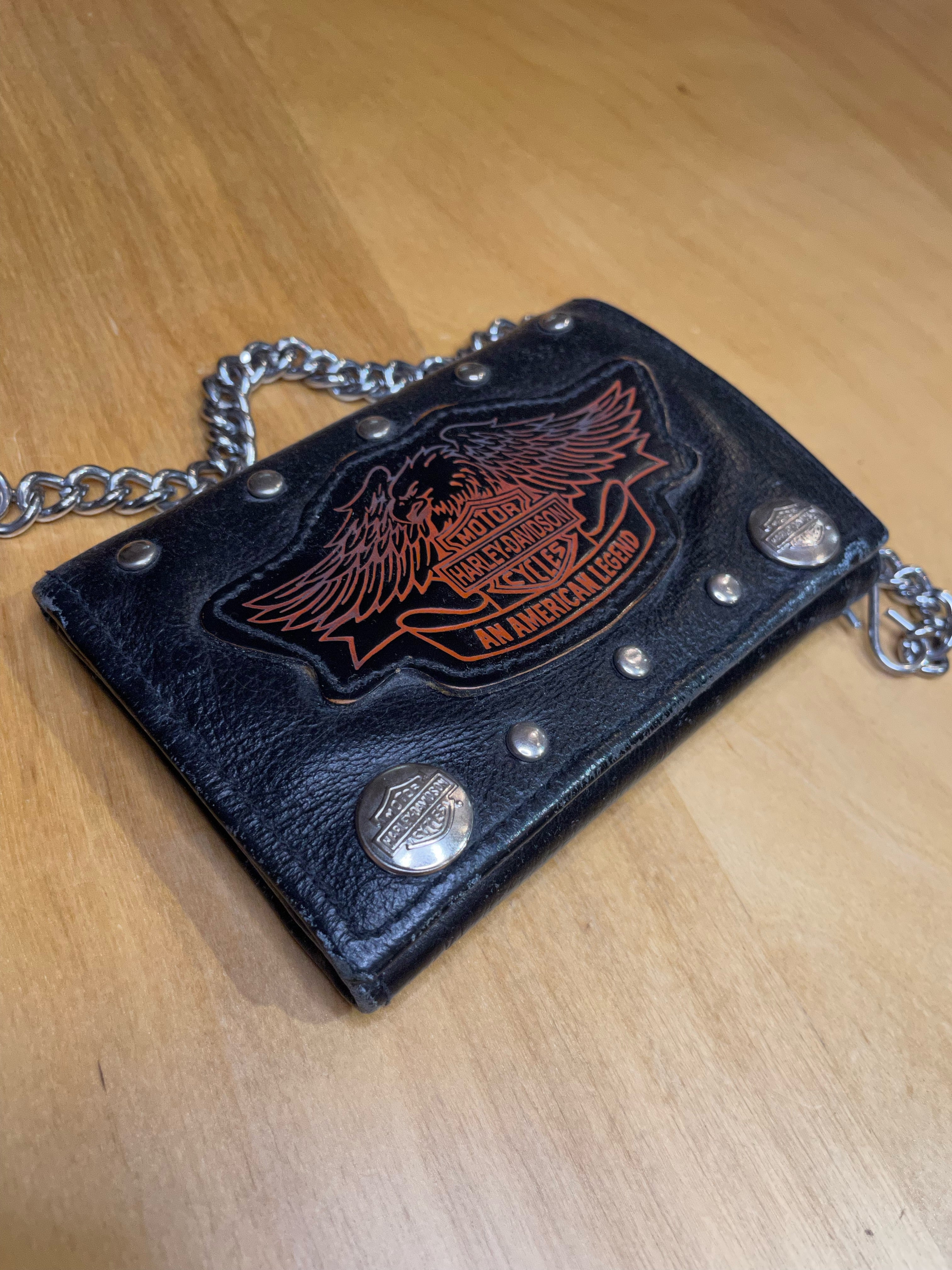 VINTAGE HARLEY DAVIDSON MOTORCYCLES LEATHER BIKER WALLET