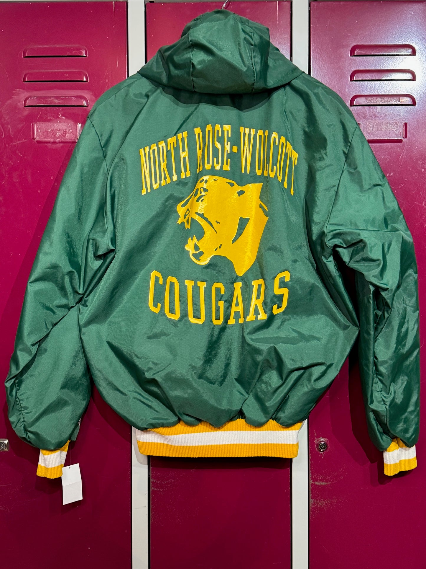 VINTAGE DELONG NORTH ROSE-WOLCOTT COUGARS WINDBREAKER JACKET  SZ: M