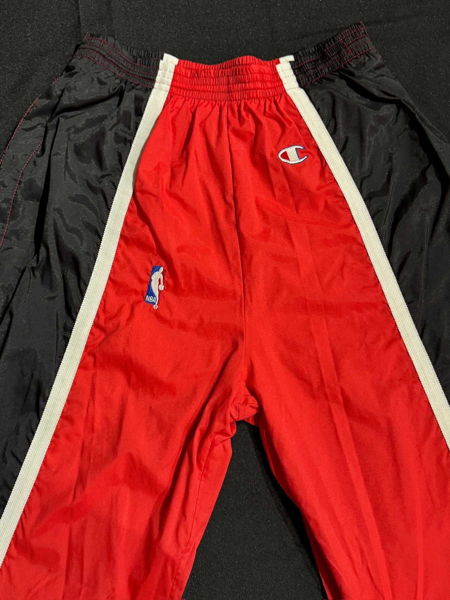 VINTAGE 90s CHAMPION CHICAGO BULLS COMPLETE WARM UP SHOOTING JACKET & PANTS  SZ: L
