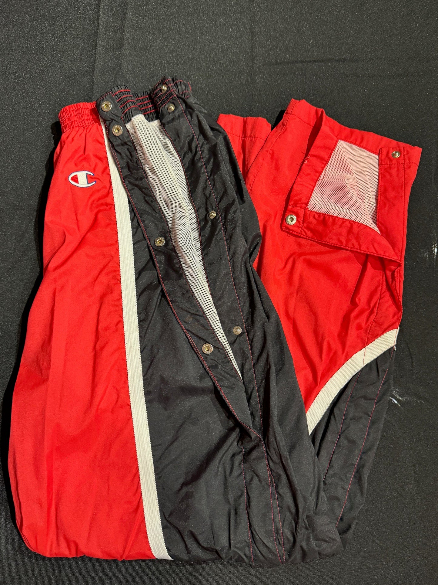 VINTAGE 90s CHAMPION CHICAGO BULLS COMPLETE WARM UP SHOOTING JACKET & PANTS  SZ: L