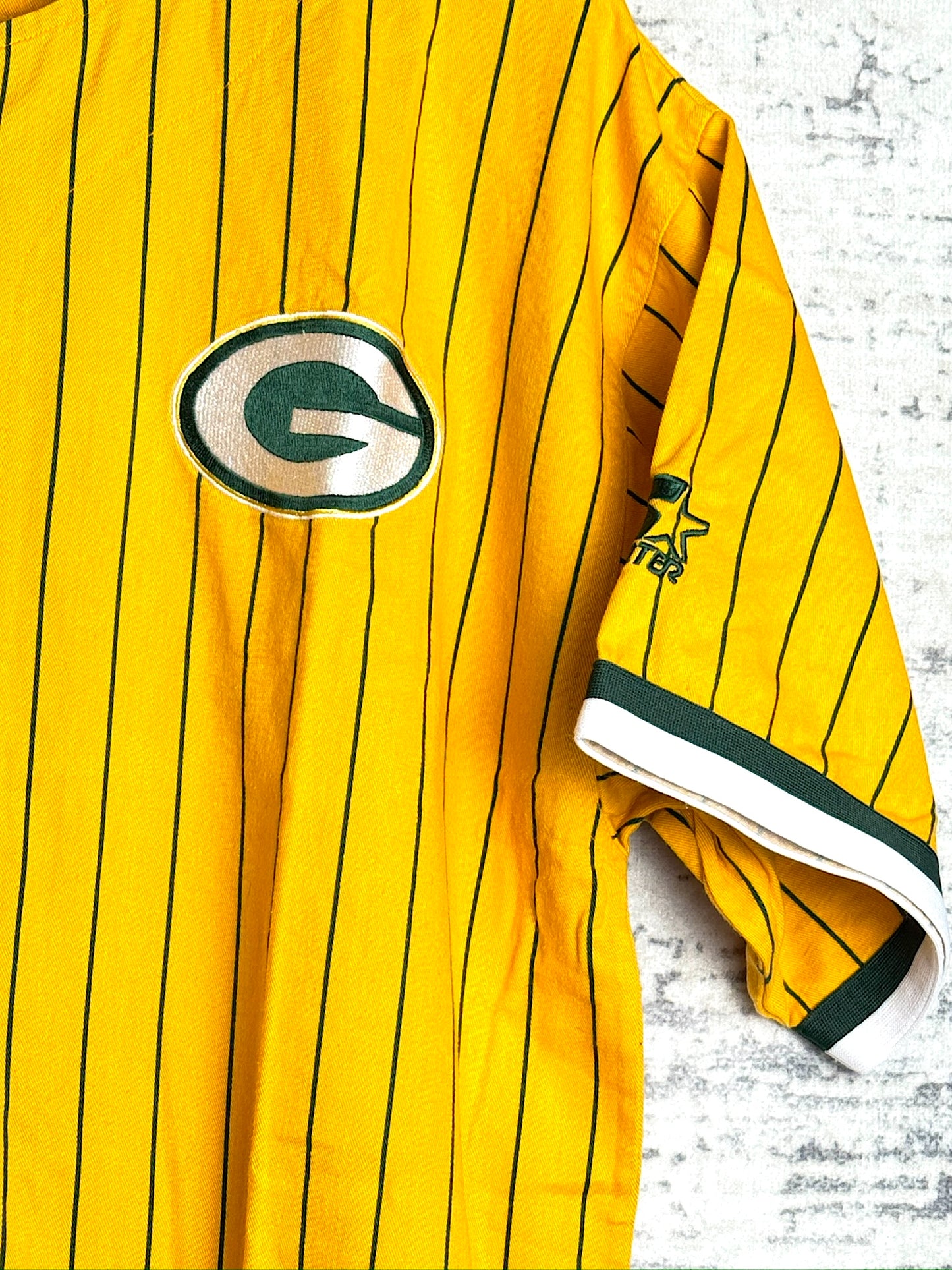 VINTAGE 90s GREEN BAY PACKERS PINSTRIPE MLB BASEBALL JERSEY  SZ: M