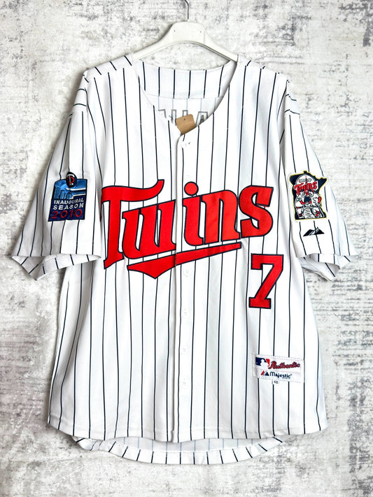 MAJESTIC MINNESOTA "JOE MAUER" 2010 MLB BASEBALL JERSEY  SZ: 48/XL
