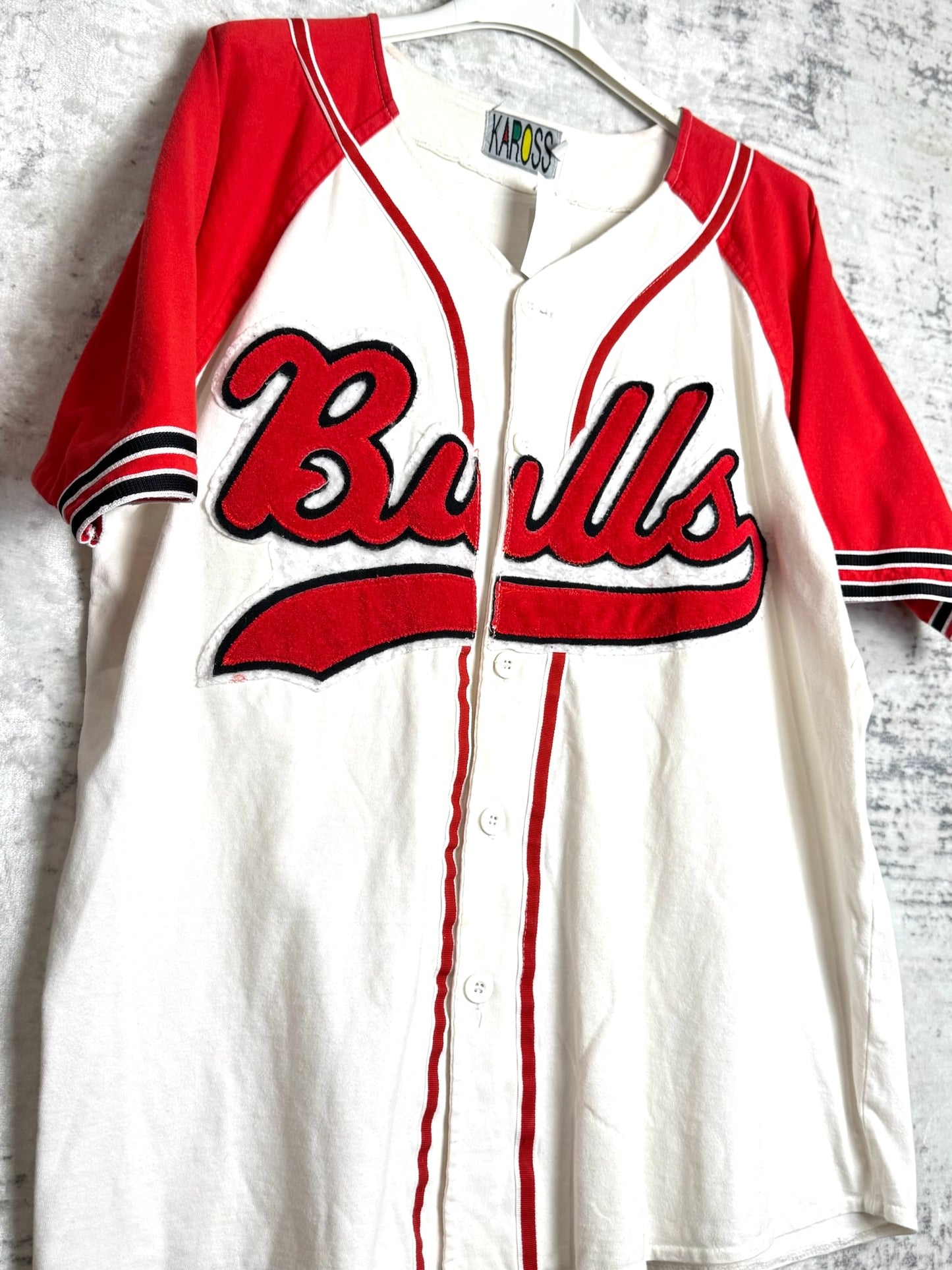 VINTAGE 90s KAROSS CHICAGO BULLS NBA BASEBALL JERSEY SZ: M