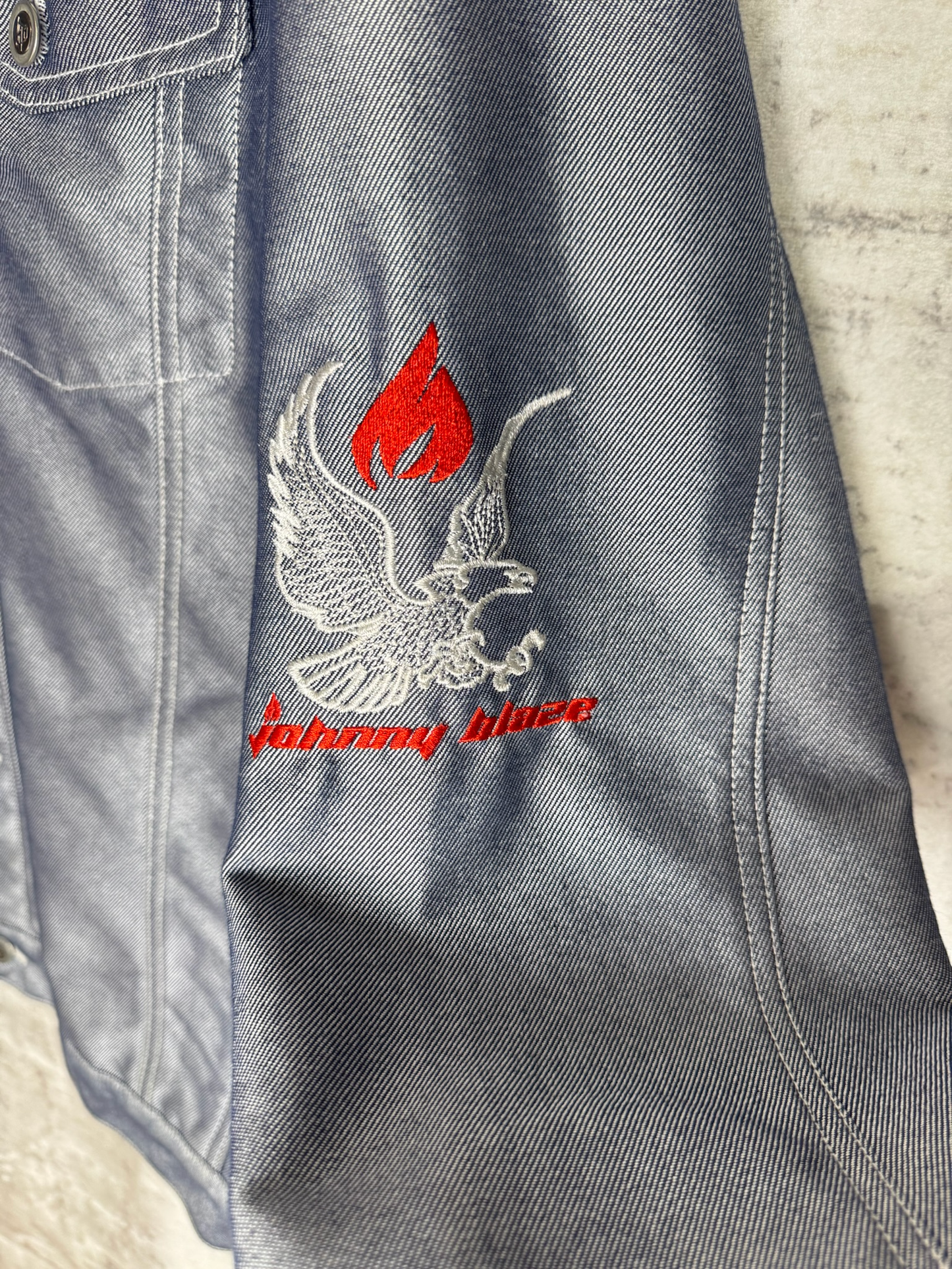 Y2K JOHNNY BLAZE "EAGLE" DENIM JACKET  SZ: L