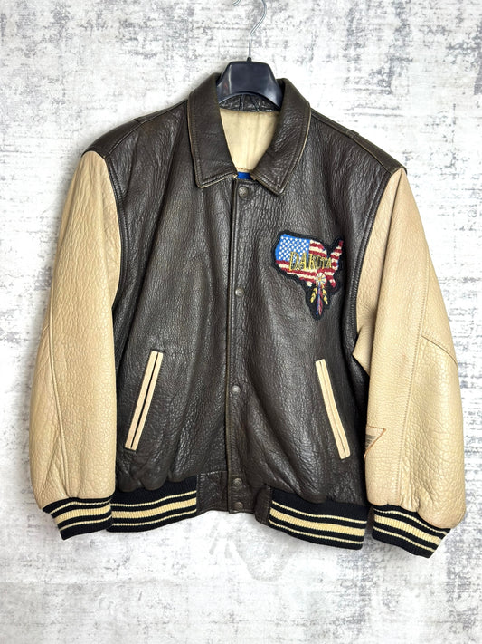 VINTAGE DAKOTA "AMERICAN SPIRIT" LEATHER VARSITY JACKET SZ: S