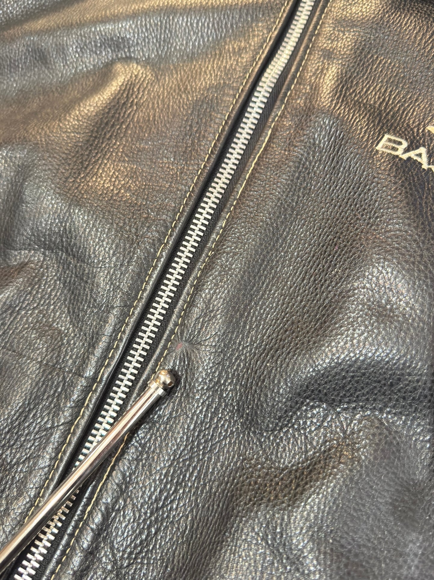 VINTAGE 90s "BACK BOWL BY GIANNI PELLE" LEATHER VARSITY JACKET SZ: S