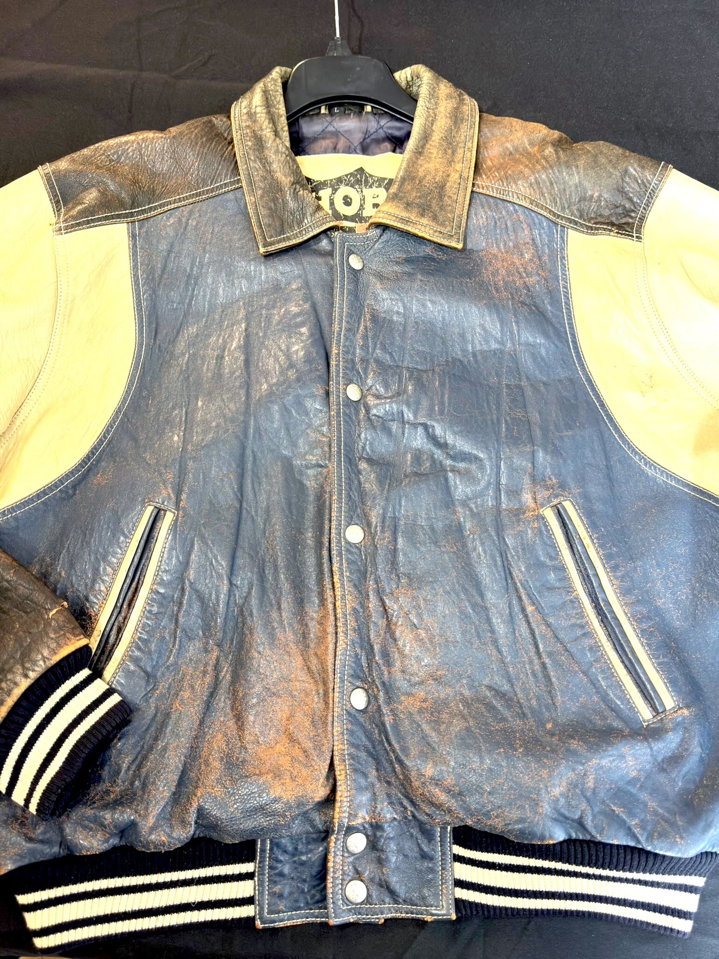 VINTAGE 90s HOBO LEATHER VARSITY JACKET SZ: L