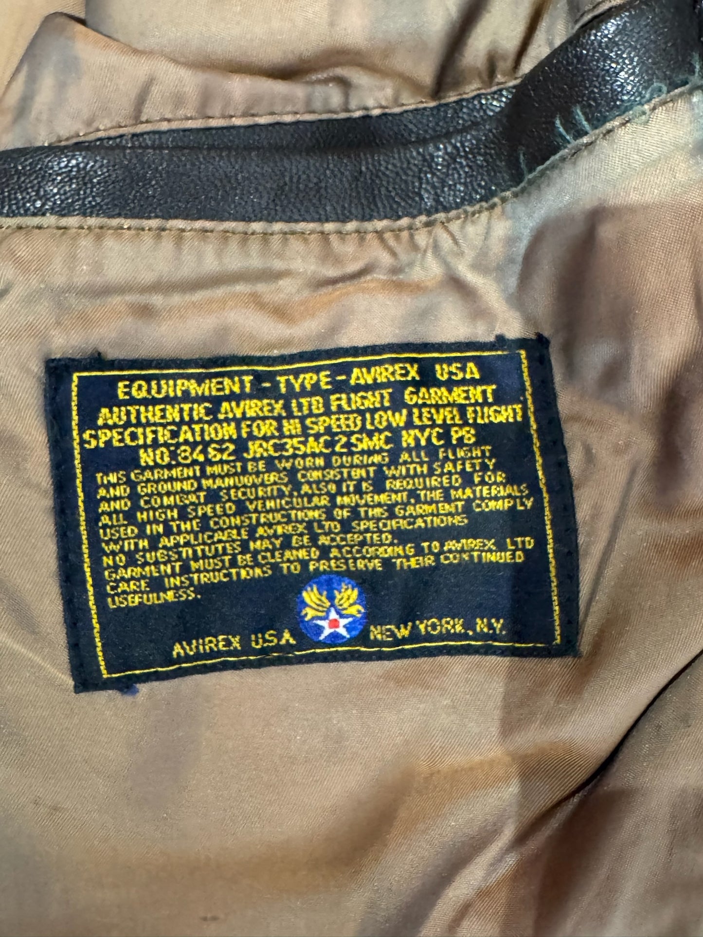 VINTAGE AVIREX TYPE G-1 "U.S NAVY" LEATHER JACKET  SZ: L