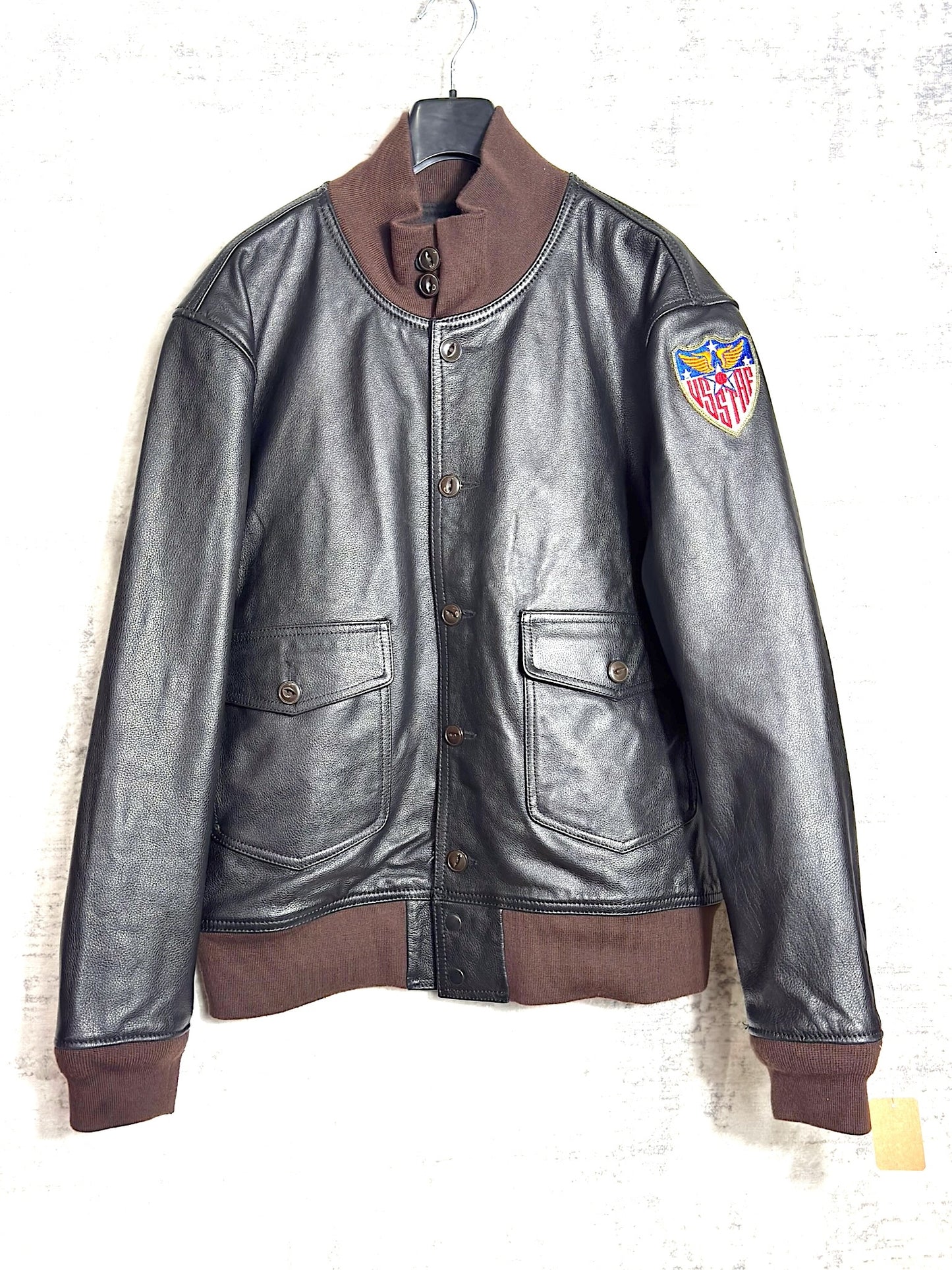 USS TAF TYPE A-1 LEATHER FLIGHT JACKET  SZ: XL