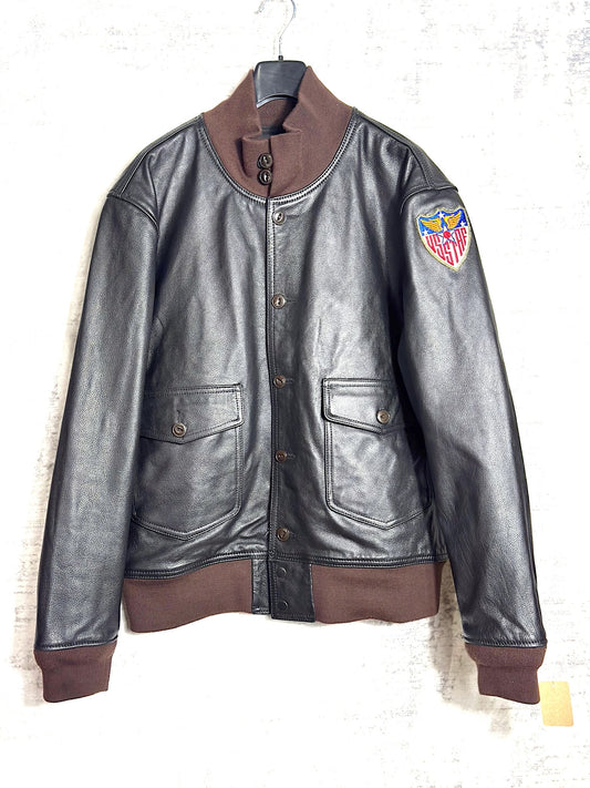 USS TAF TYPE A-1 LEATHER FLIGHT JACKET  SZ: XL