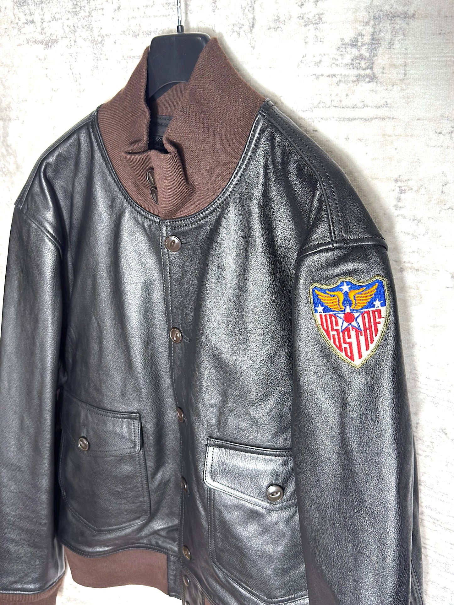 USS TAF TYPE A-1 LEATHER FLIGHT JACKET  SZ: XL
