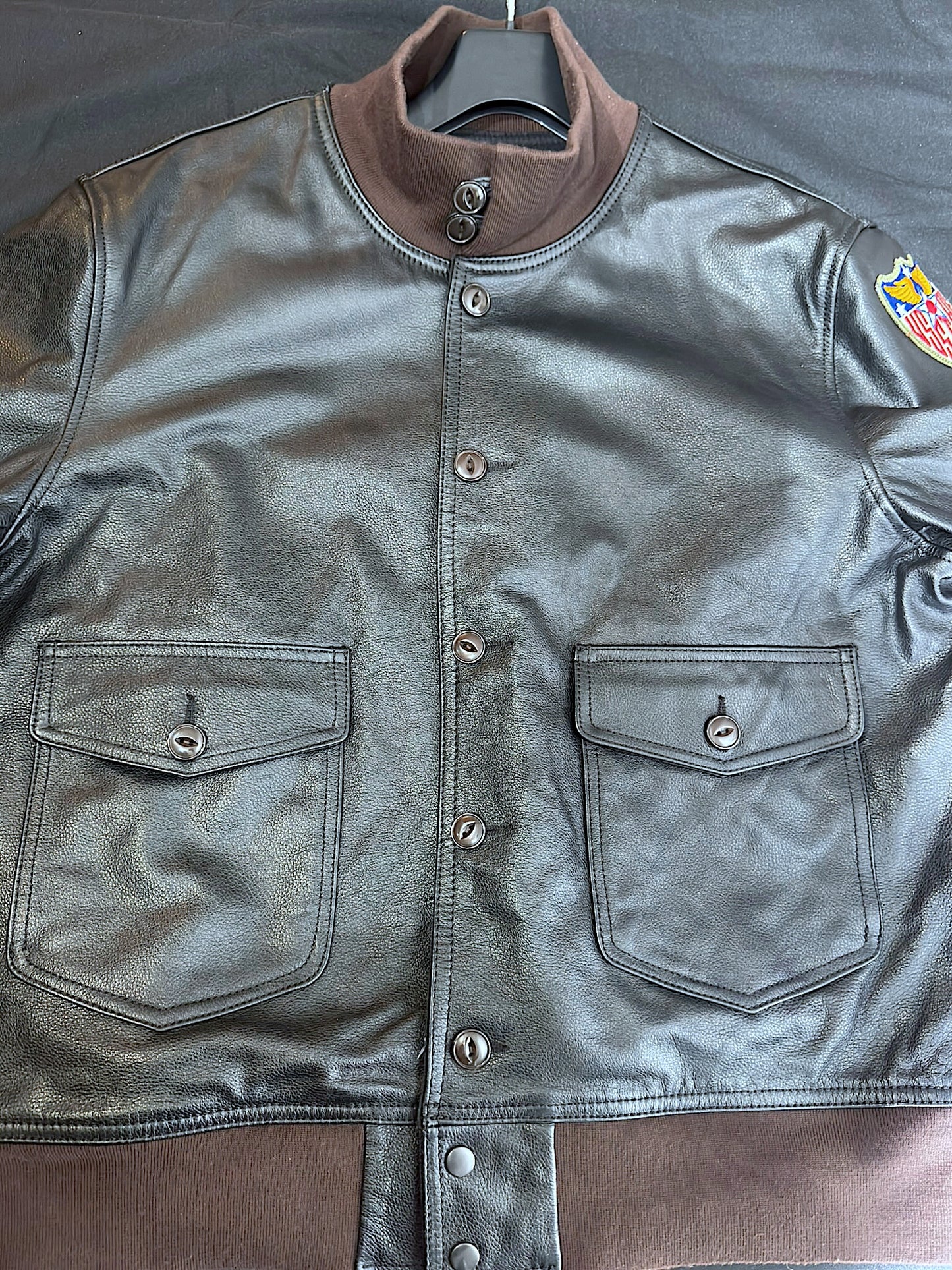 USS TAF TYPE A-1 LEATHER FLIGHT JACKET  SZ: XL