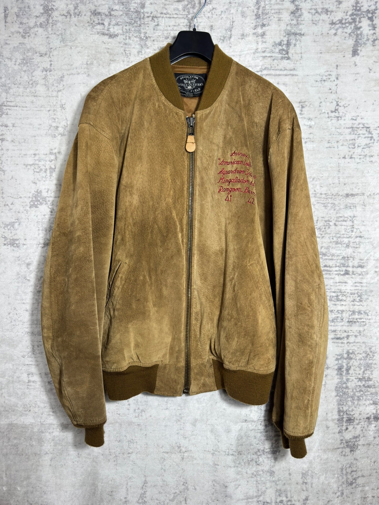 VINTAGE 80s AVIREX OFFICER'S "FLYING TIGERS-CHINA 1941" O'COAT FIELD JACKET SZ: L