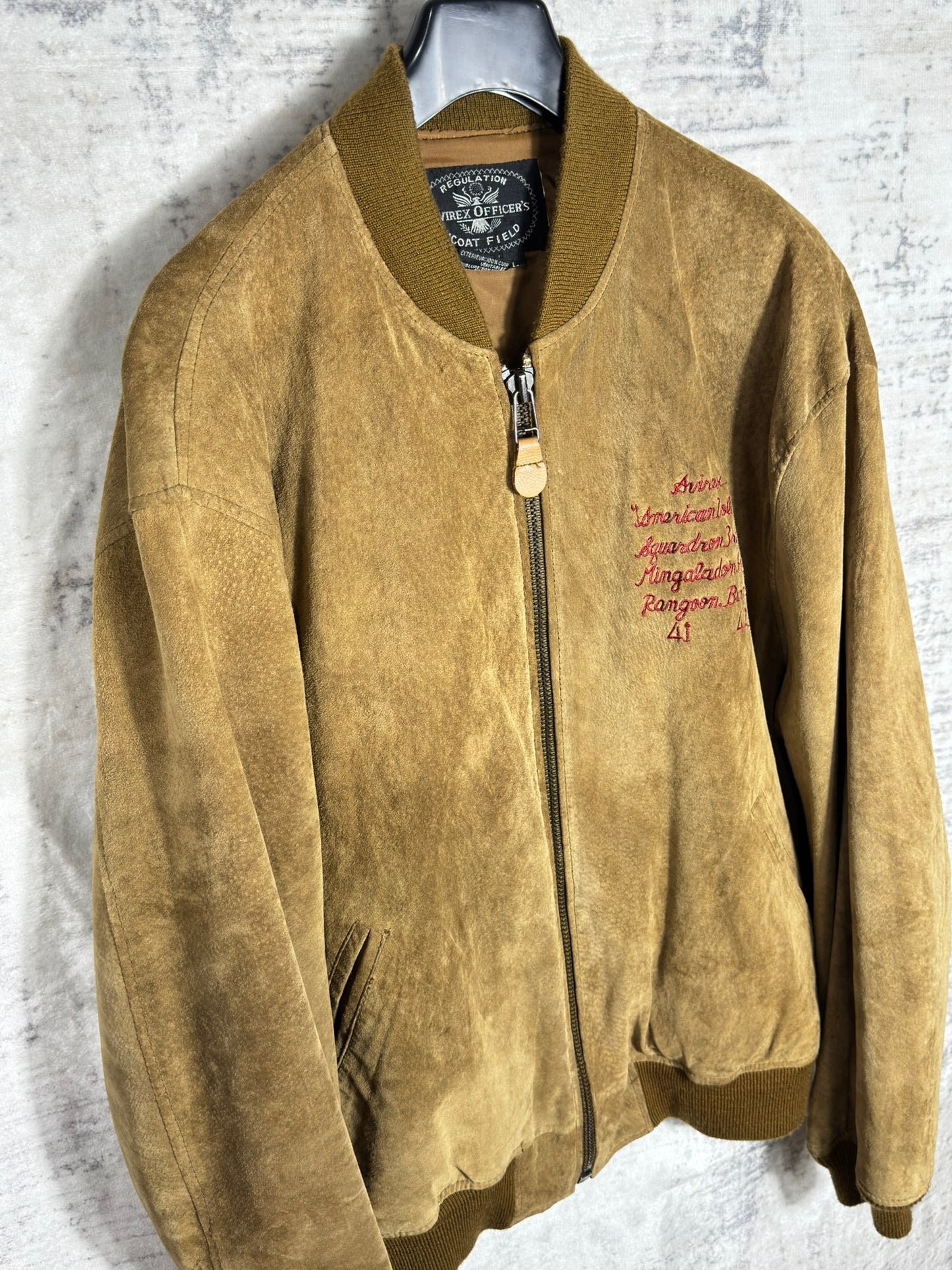 VINTAGE 80s AVIREX OFFICER'S "FLYING TIGERS-CHINA 1941" O'COAT FIELD JACKET SZ: L