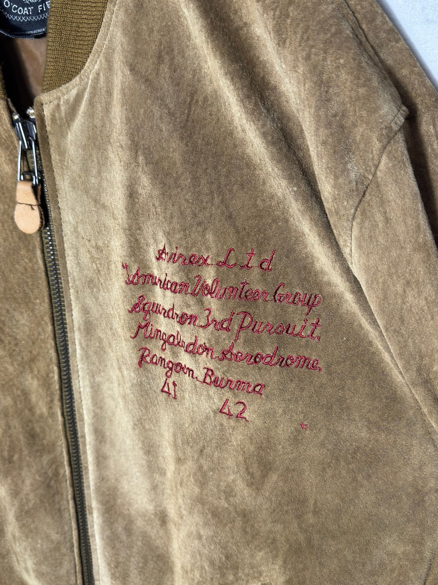 VINTAGE 80s AVIREX OFFICER'S "FLYING TIGERS-CHINA 1941" O'COAT FIELD JACKET SZ: L