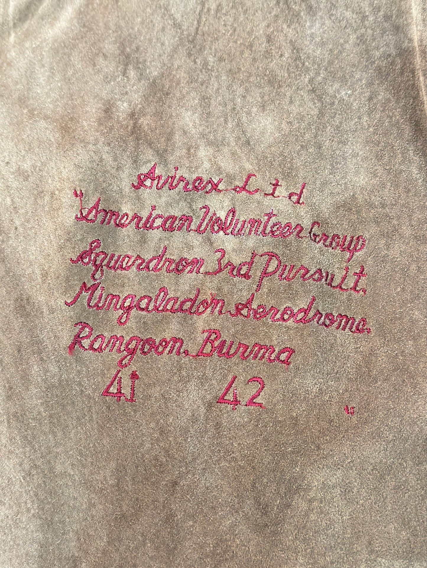 VINTAGE 80s AVIREX OFFICER'S "FLYING TIGERS-CHINA 1941" O'COAT FIELD JACKET SZ: L